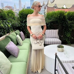Off Shoulder Ruched Mesh Patchwork Maxi Dress Polyester Spandex Slim Fit Elegant Evening Party Bodycon For Women