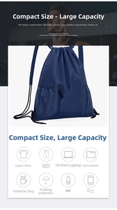 Oxford-Stoff Kordelzug Rucksack, große Kapazität lässiger Tagesrucksack, langlebige Schultasche.