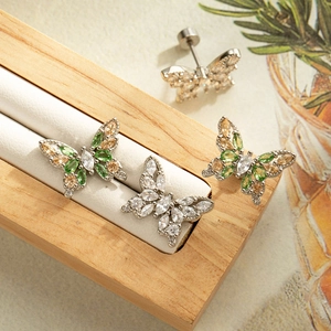 Butterfly Ear Cartilage Stud Titanium Steel Copper Zircon Micro Inlaid Screw Back Piercing Earring For Women