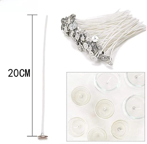 20cm cotton candle wicks with metal bases for DIY scented candle making projects