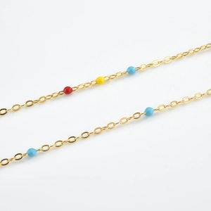 S925 sterling silver gold bracelet with colorful red yellow and blue round zirconia beads
