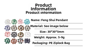 Detail specifications of 16 colored natural crystal donut pendants measuring 30x30x5mm