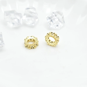 18k gold plated hollow flower spacer beads with diamonds for DIY jewelry making