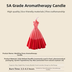 Wedding Gown Candle with pink gradient texture made of soy and paraffin wax