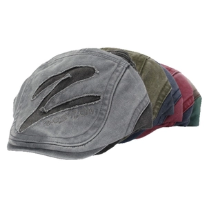 Vintage washed distressed men's cotton beret caps in a range of stylish retro colors