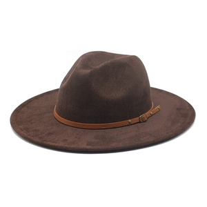 Chapeau de cowboy western classique marron foncé en suédine avec bande en cuir
