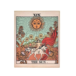Bohemian tarot sun moon tapestry set with vintage celestial sun design on white background