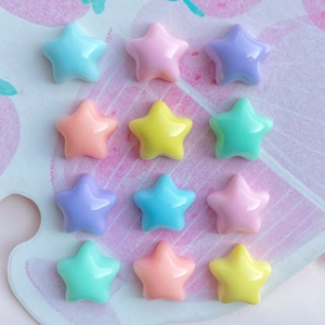 Mix of 12 colorful candy-colored resin star accessories for DIY hair clips and crafts