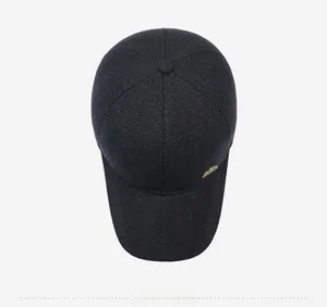 Top view detail of senior men's warm baseball cap featuring premium weave and metal trim