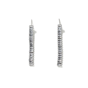 Elegant silver tassel earrings with rectangular cubic zirconia in a minimalist style