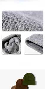 Close-up of tight knit texture and soft elastic fabric of the warm winter beanie