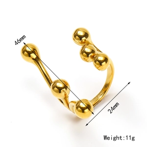 Chic 18k gold plated titanium steel bead ring with size 46mm and 24mm dimensions