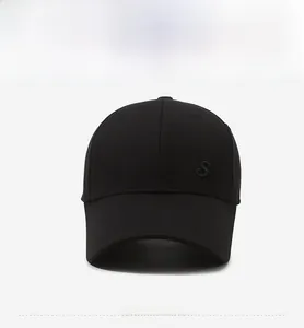 Detail view of the black baseball cap showing the 3D 'State' embroidery and cotton fabric