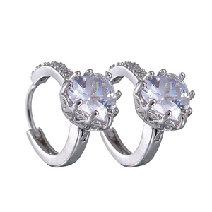 Classic square cutout earrings with cubic zirconia inlay in polished silver finish