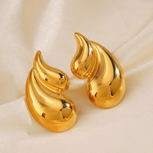 Teardrop Stud Earrings Stainless Steel 18K Gold Plated Water Drop High Polished Fashion Jewelry For Women Elegant