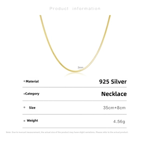 Detail view of 925 sterling silver gold snake chain with 3mm width and extension chain