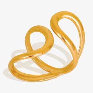 Minimalist 18k gold irregular geometric line ring in 304 stainless steel
