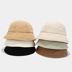 Corduroy Bucket Hat Heart Quilted Warm Dome Short Brim Retro Japanese Style For Women And Men Casual Autumn Winter