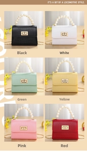 Crocodile pattern PVC jelly handbags in six colors with pearl handles and chain straps