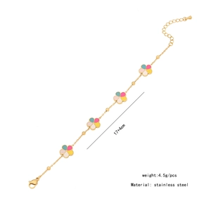Detail of colorful flower charm bracelet in stainless steel with 17+4cm length info