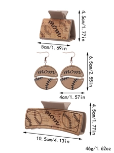 Detailed size chart for Mother's Day hair clips and earrings set with mom pattern