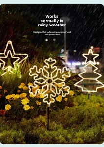Waterproof solar garden stake lights in star and snowflake shapes for outdoor holiday decor