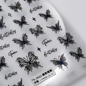 3D relief butterfly nail art stickers in purple and black, model TS-2622 series