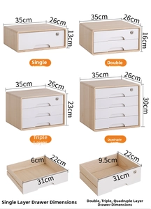 Detailed dimensions of B4 desktop organizer showing tiered drawer size specifications