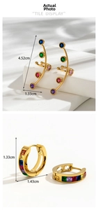 Spécifications de taille pour boucles d'oreilles dorées avec oxydes de zirconium colorés