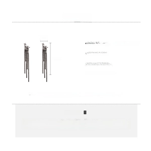 Detailed size and material specification chart for zircon star tassel earrings