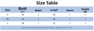 Tableau des tailles détaillé pour haut court de style américain avec mesures du buste