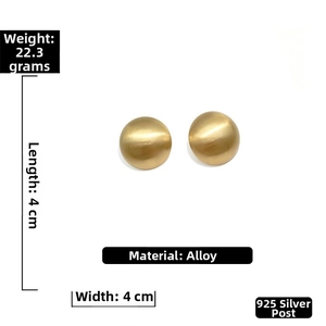Chunky matte gold round geometric earrings with 925 silver needles measuring 4cm