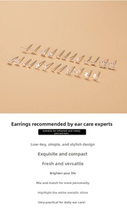 Minimalist S999 silver stud earring set with diverse shapes like stars and lightning