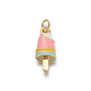 Colorful popsicle shaped charm for DIY jewelry making in pink, white and blue finish