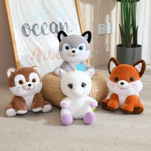 Adorable Plush Animal Toys Soft Short Plush PP Cotton Filled Husky Fox Unicorn Lion Kids Gift Nursery Home Decoration