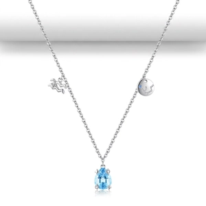 925 Sterling Silber Wassermann Sternzeichen Halskette Birnenform Blauer Stein Wassertropfen Anhänger Schmuck Für Damen