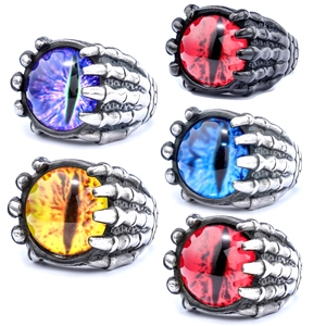 Evil Eye Dragon Claw Ring 316L Stainless Steel Gothic Punk Biker Vintage Jewelry For Men Unisex