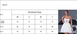 Detailed size guide table for this white sleeveless floral wedding party mini dress