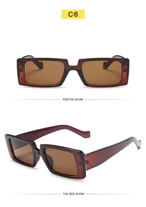Front and side view of rectangular tortoiseshell sunglasses with brown tinted lenses