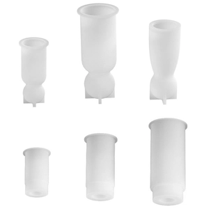Six-piece set of white translucent silicone molds for DIY candle making and resin art