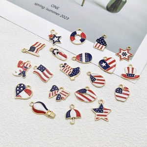 DIY US Flag Enamel Alloy Charms Set for Jewelry Making with Heart and Star Shapes
