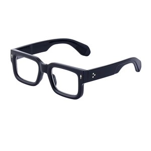 Classic black square frame sunglasses with gold rivet accents on a high-quality frame