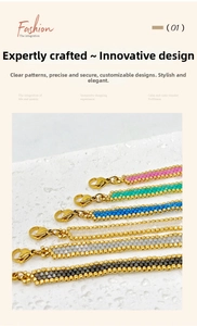 Detailed macro view of multi-colored Miyuki bead woven bracelets with gold-tone hardware