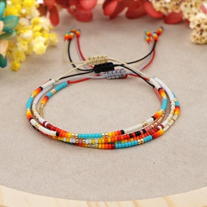 Bracciale Di Perline Fatto A Mano Perline Di Vetro Cordino Regolabile Gioielli Di Moda Geometrici Etnici Bohémien Per Uomo Donna