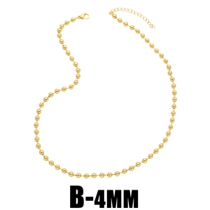 Classic 4mm golden bead chain necklace with lobster clasp in a minimalist hip-hop style