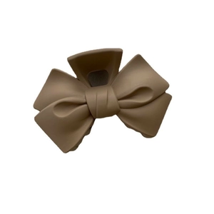 Matte khaki bow hair claw clip for women, minimalist butterfly hair accessory for buns
