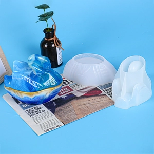 Detailed swan-shaped silicone mold set for DIY resin storage boxes with finished samples