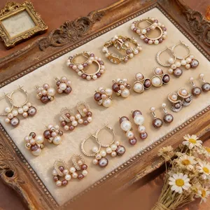 Boucles D'Oreilles Künstliche Perles Géométriques Fleur Vintage Avec Tige En Argent Alliage Zircon Bijoux Rétro Élégants Pour Femmes