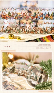 Dettaglio del nastro PET natalizio vintage con illustrazioni ad acquerello di Babbo Natale