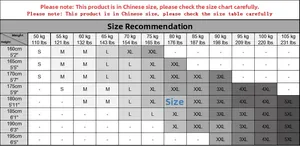 Detailed size chart for men jacket from S to 5XL based on height and weight